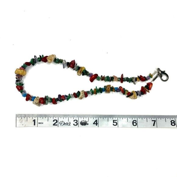 Chip Stone Necklace Multicolor Gemstone 7-8” - Picture 4 of 4